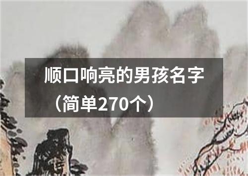 顺口响亮的男孩名字（简单270个）