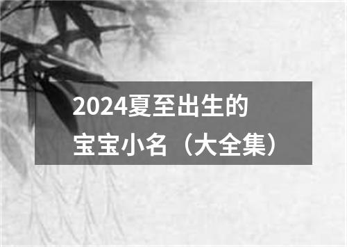 2024夏至出生的宝宝小名（大全集）