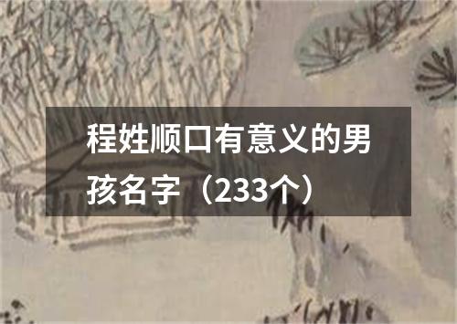 程姓顺口有意义的男孩名字（233个）