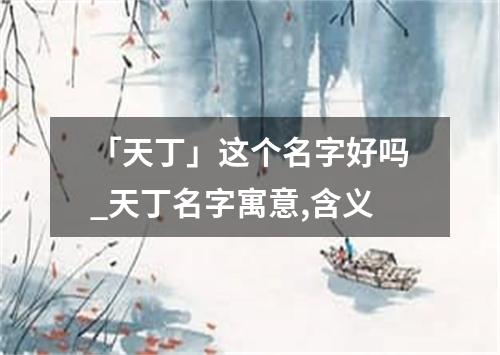 「天丁」这个名字好吗_天丁名字寓意,含义