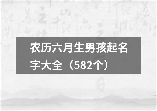 农历六月生男孩起名字大全（582个）