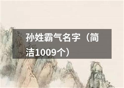 孙姓霸气名字（简洁1009个）