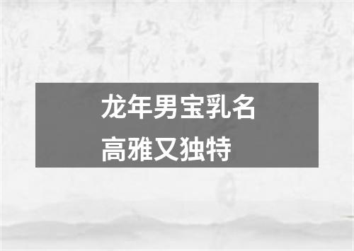 龙年男宝乳名高雅又独特