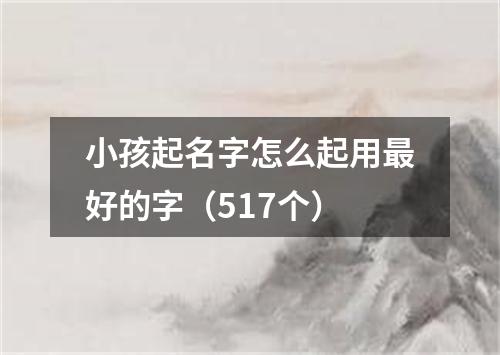 小孩起名字怎么起用最好的字（517个）