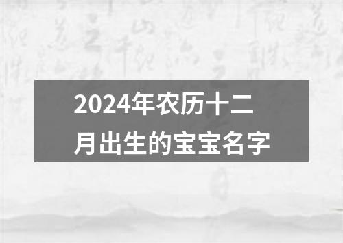 2024年农历十二月出生的宝宝名字