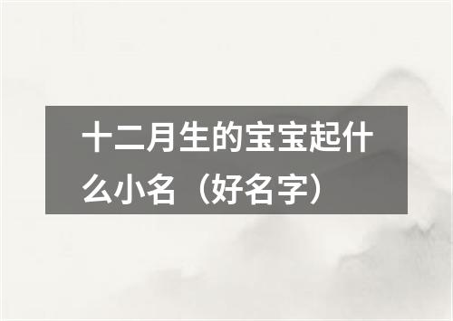 十二月生的宝宝起什么小名（好名字）