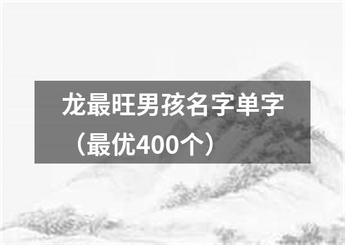 龙最旺男孩名字单字（最优400个）