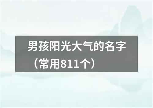 男孩阳光大气的名字（常用811个）