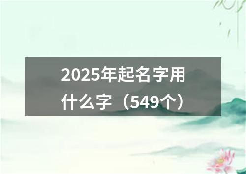 2025年起名字用什么字（549个）