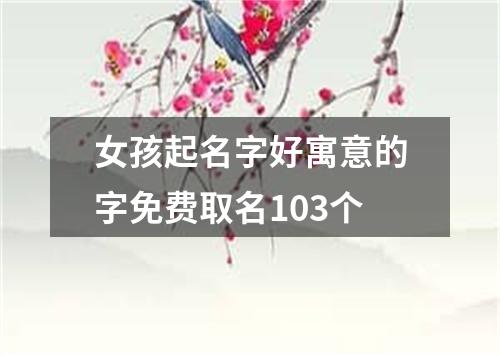 女孩起名字好寓意的字免费取名103个