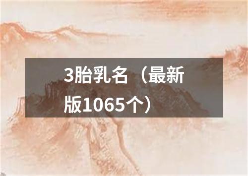 3胎乳名（最新版1065个）