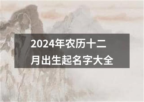 2024年农历十二月出生起名字大全