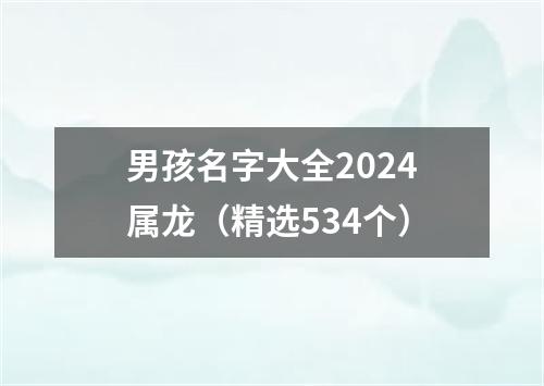 男孩名字大全2024属龙（精选534个）