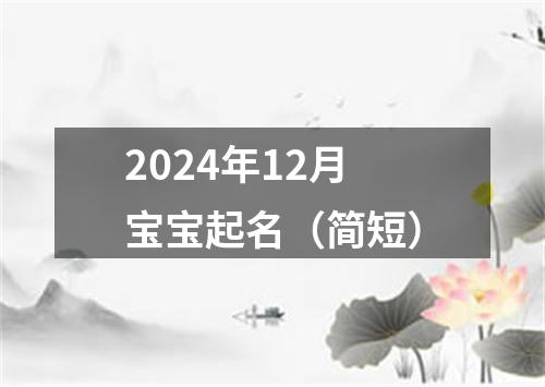 2024年12月宝宝起名（简短）