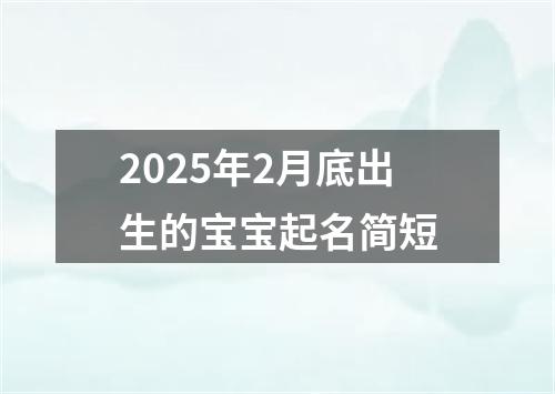 2025年2月底出生的宝宝起名简短