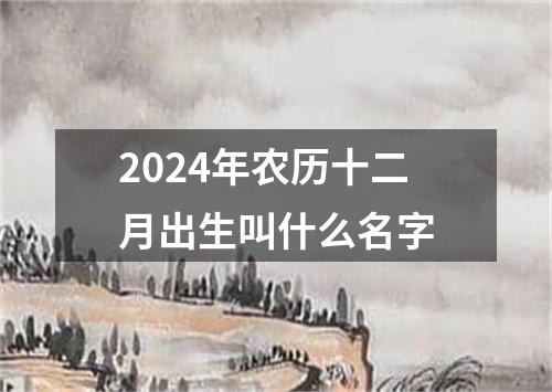 2024年农历十二月出生叫什么名字