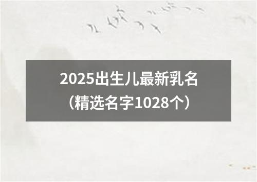 2025出生儿最新乳名（精选名字1028个）