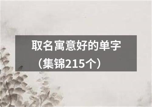 取名寓意好的单字（集锦215个）