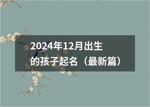 2024年12月出生的孩子起名（最新篇）