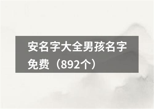 安名字大全男孩名字免费（892个）