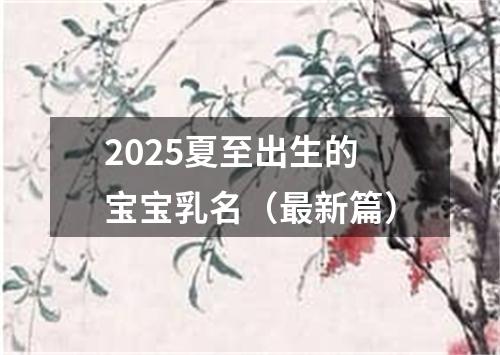 2025夏至出生的宝宝乳名（最新篇）