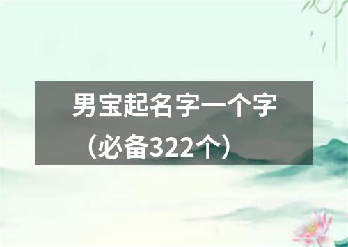 男宝起名字一个字（必备322个）