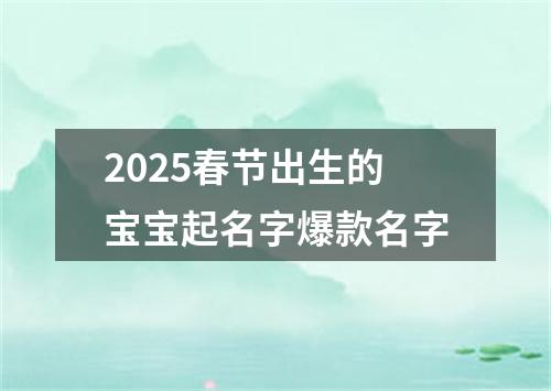 2025春节出生的宝宝起名字爆款名字