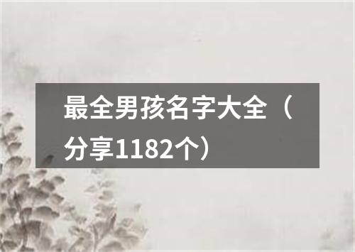 最全男孩名字大全（分享1182个）