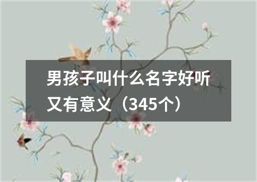 男孩子叫什么名字好听又有意义（345个）