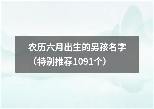 农历六月出生的男孩名字（特别推荐1091个）