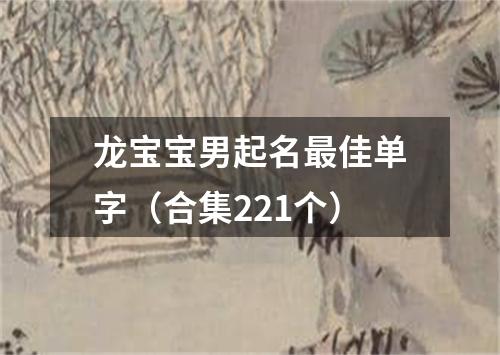 龙宝宝男起名最佳单字（合集221个）