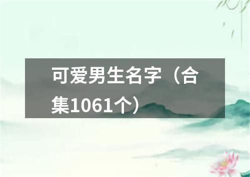 可爱男生名字(合集1061个)
