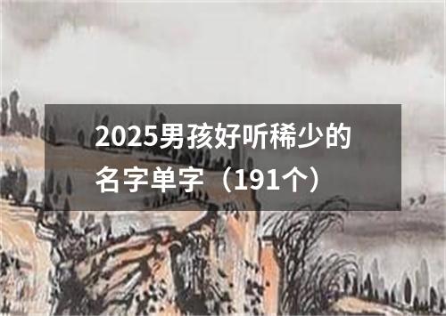 2025男孩好听稀少的名字单字（191个）