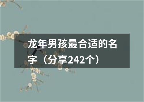 龙年男孩最合适的名字（分享242个）