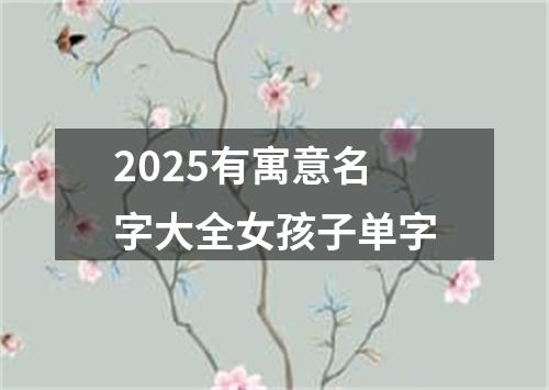 2025有寓意名字大全女孩子单字