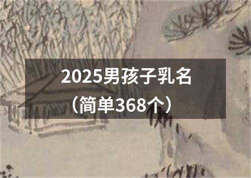 2025男孩子乳名（简单368个）