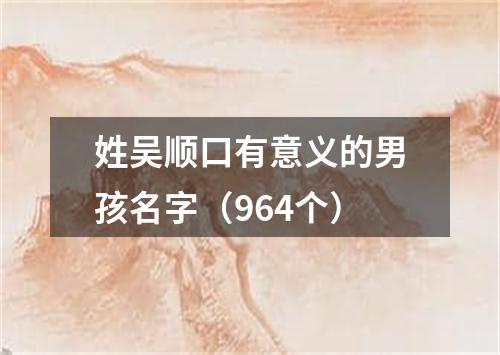 姓吴顺口有意义的男孩名字（964个）