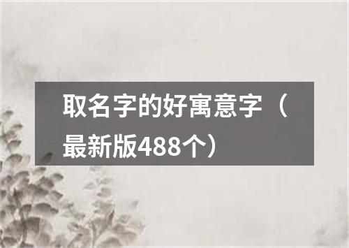 取名字的好寓意字（最新版488个）
