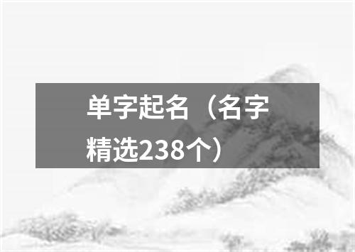 单字起名（名字精选238个）