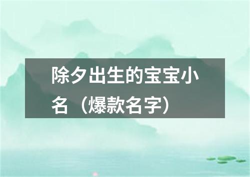 除夕出生的宝宝小名(爆款名字)