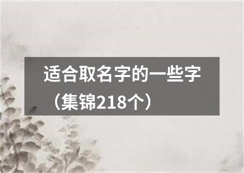 适合取名字的一些字（集锦218个）