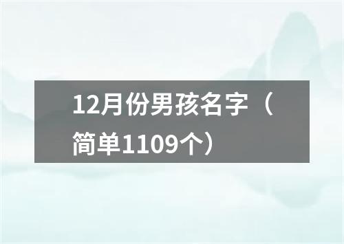 12月份男孩名字（简单1109个）