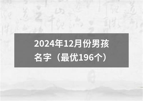 2024年12月份男孩名字（最优196个）