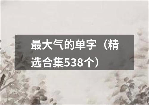 最大气的单字（精选合集538个）