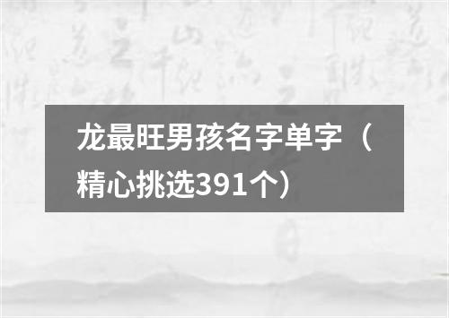 龙最旺男孩名字单字(精心挑选391个)