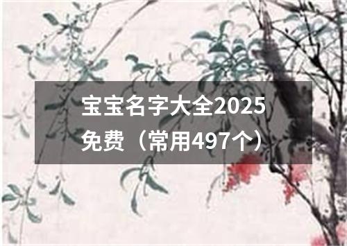 宝宝名字大全2025免费(常用497个)