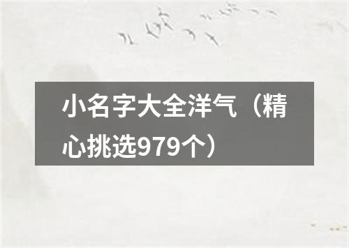 小名字大全洋气（精心挑选979个）