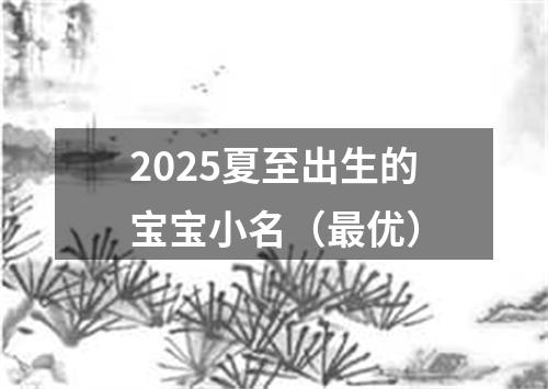 2025夏至出生的宝宝小名（最优）