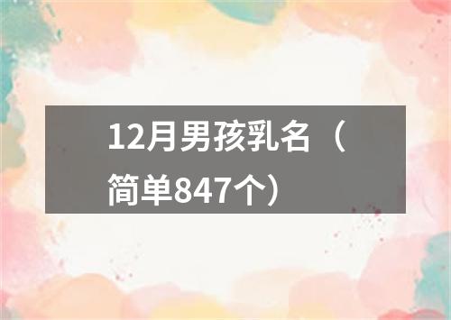 12月男孩乳名（简单847个）