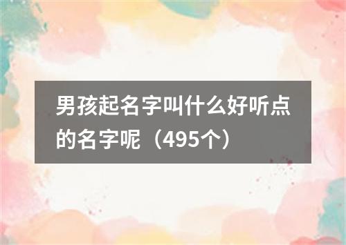 男孩起名字叫什么好听点的名字呢（495个）